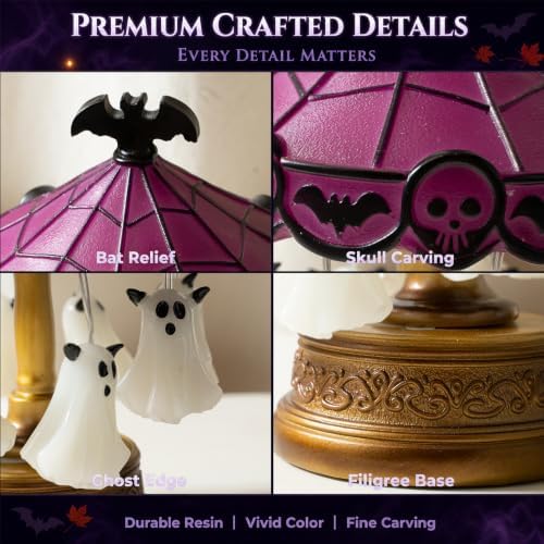 Halloween Ghost Carousel Night Light, Spooky Multicolor Ghost Decor Lamp