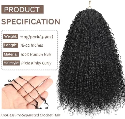 Beauty Youth Pixie Curly Miracle Knots Human Crochet Hair 110g 16 Inch