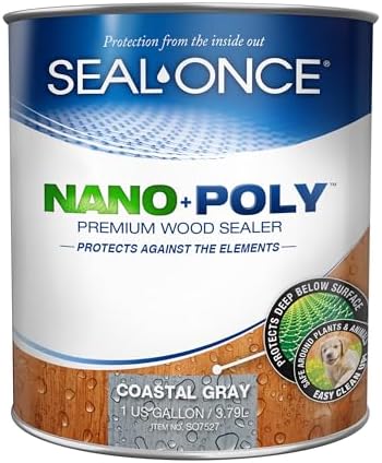 Seal-Once Nano+Poly Wood Sealer and Waterproofer, Coastal Gray, 1 Gallon