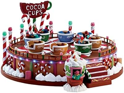 Lemax Spinning Cocoa Cups Ride, Lighted Christmas Village Accessory