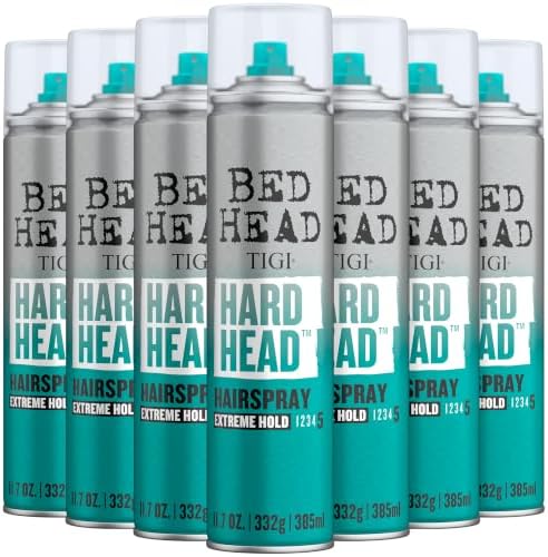 TIGI Bed Head Hard Head Hairspray 7-Pack – Extreme Hold Hairspray, Dries Instantly, Adds Shine, Vibrant Apple Scent, 11.7 Oz Ea