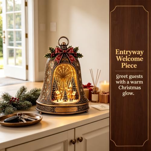 Christmas Village Infinity Bell, Vintage Glowing Indoor Decor