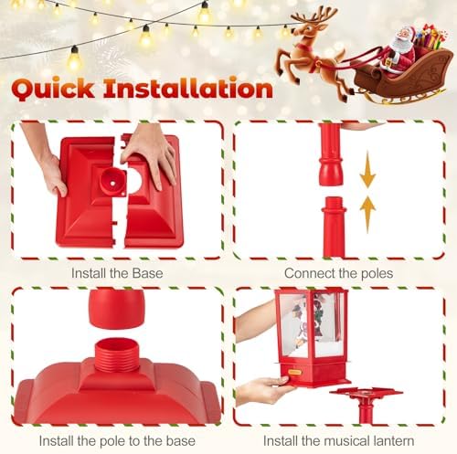 Goplus 61 Inch Musical Christmas Street Lamp, Festive Lamp Post