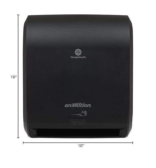 Georgia-Pacific enMotion 10 Inch Automated Touchless Roll Paper Towel Dispenser - Black - Jam Free - Whisper Quiet