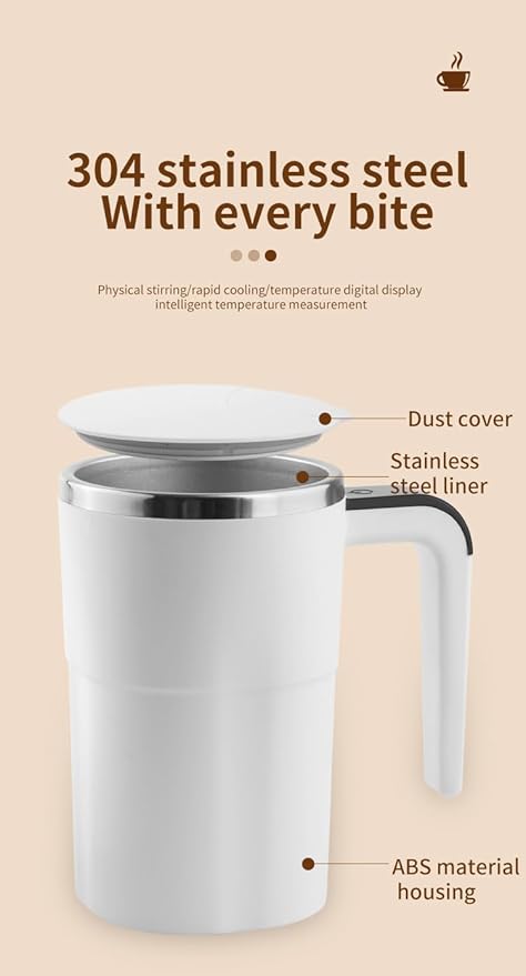 13 oz Self-Stirring Coffee Mug – ABS + 304 Stainless Steel, Pink Design – Automatic Self-Mixing Cup for Coffee & Drinks – Portable, Durable, Leakproof & Easy to Clean