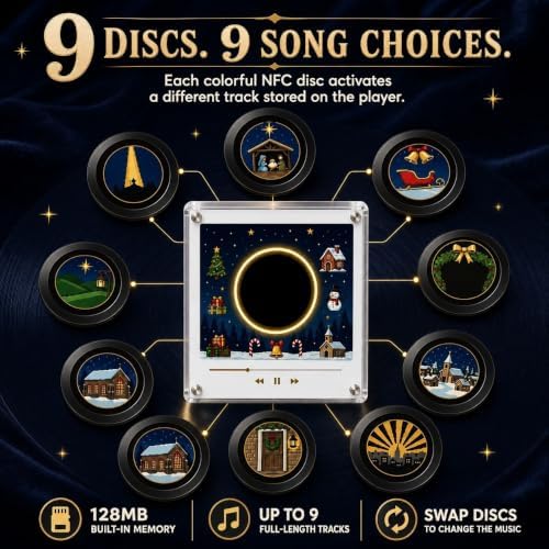 Christmas Magnetic Mini Vinyl Record Player Fridge Magnet Music Player Set