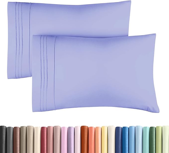 Standard Pillow Cases Set of 2 - Ultra-Soft Hotel Quality Pillowcase Covers - Comfy & Wrinkle Free - Stain and Fade Resistant - Machine Washable Pillow Protectors - 2 Piece Set - Standard Lavender
