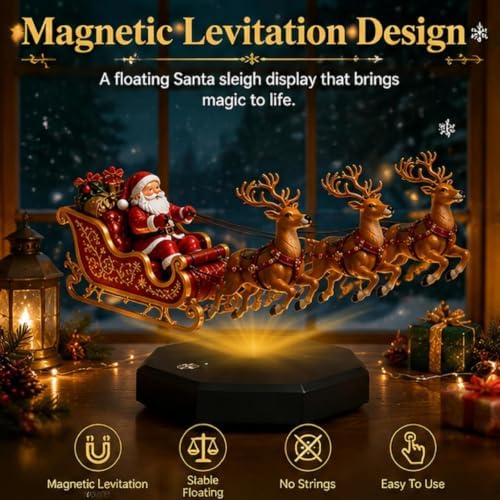 Floating Santa Sleigh, Magnetic Levitation Christmas Decor, Reindeer (2 pcs)