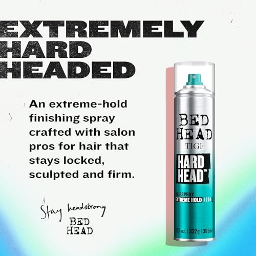 TIGI Bed Head Hard Head Hairspray 2-Pack – Extreme Hold Hairspray, Dries Instantly, Adds Shine, Vibrant Apple Scent, 11.7 Oz Ea