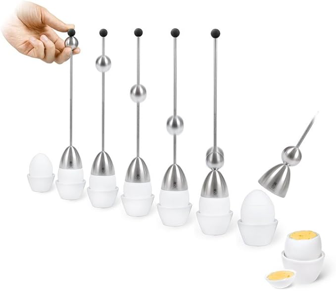 The Original Clack Egg Opener - German Engineered Stainless Steel Egg Topper - Premium Quality Egg Accessories (Wooden Top)