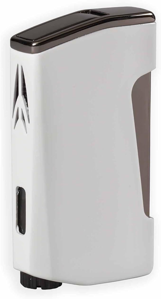 Lotus Chroma Twin Torch Cigar Lighter – Dual Jet Flame, Wind Resistant, Built-in 8mm Cigar Punch (White)