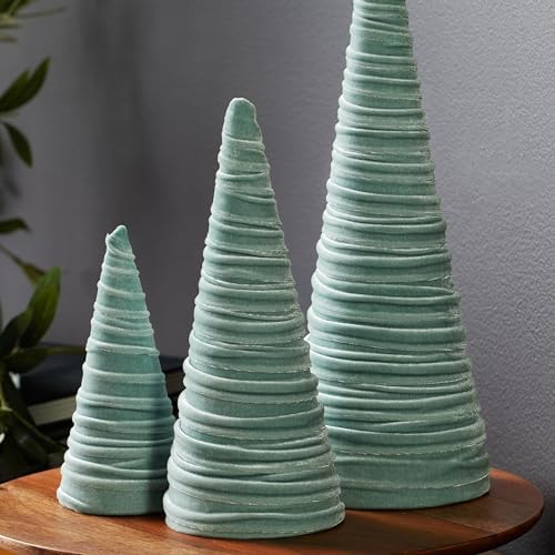 Sage Velvet Trees Set of 3, Handcrafted Valentine, Mantel Decor, Elegant Holiday Entryway, Minimalist Tablescape, Green Wedding Centerpiece (Sage)