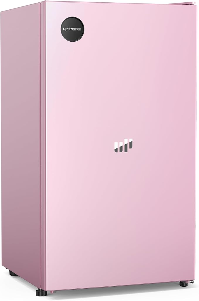 Upstreman 3.2 Cu.Ft All-Refrigerator Mini Fridge, Single Door Small Refrigerator, Dorm Fridge with 7 Adjustable Thermostat, Compact Refrigerator for Office, Bedroom or Dorm,Pink-CR32