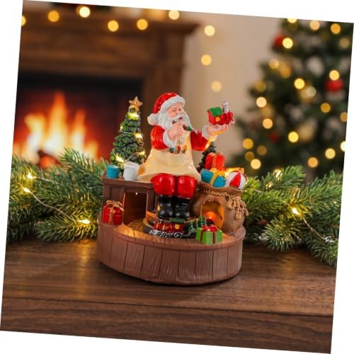 STOBAZA Christmas Resin Santa Claus Musical Box with LED Warm Light