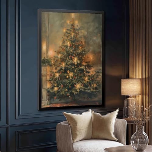 Vintage Christmas Tree Poster Nostalgic Holiday Wall Art Room Decor