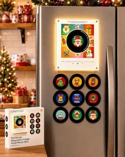 Christmas Magnetic Fridge Vinyl Music Box NFC Player with 9 Mini Records