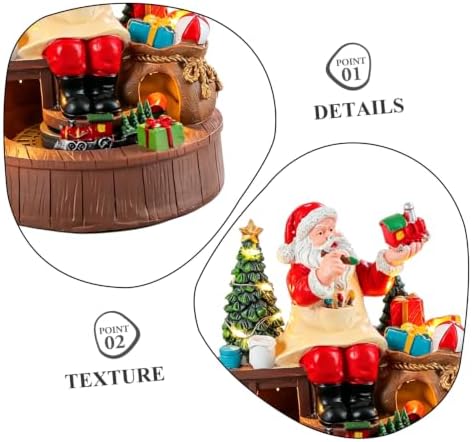LIFKOME Christmas Resin Music Box with Rotating Santa Figurine and LED Warm Light, Battery Operated Tabletop Holiday Decor for Celebrations and Xmas Display