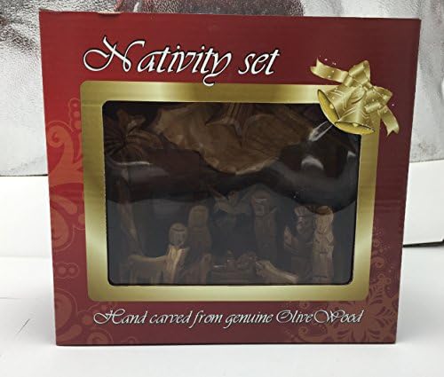 Olive Wood Rotating Star Musical Nativity Scene in Gift Box- Plays Silent Night
