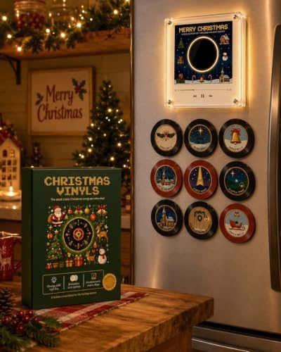 Christmas Magnetic Mini Vinyl Record Player Fridge Magnet Music Player Set