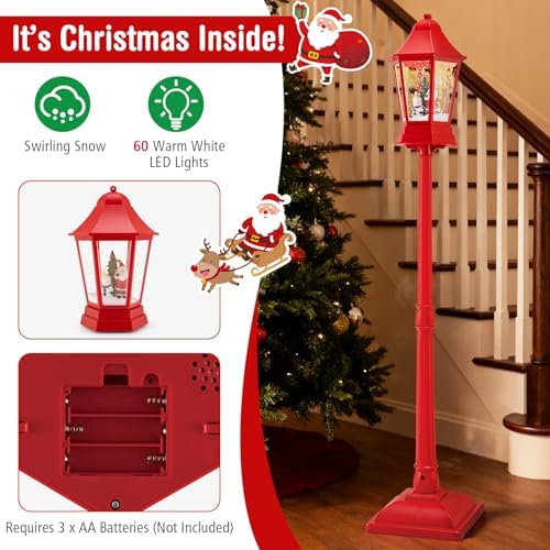 Goplus 5.3 Ft Christmas Snowy Street Lamp w/ 8 Tunes