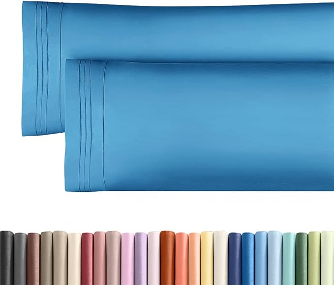 Body Pillowcases Set of 2-20x54 Long Body Pillow Case - Soft Body Pillow Cover for Sleeping & Side Sleepers - Comfy, Breathable & Wrinkle Free - Machine Washable w/Envelope Enclosure (Denim Blue)