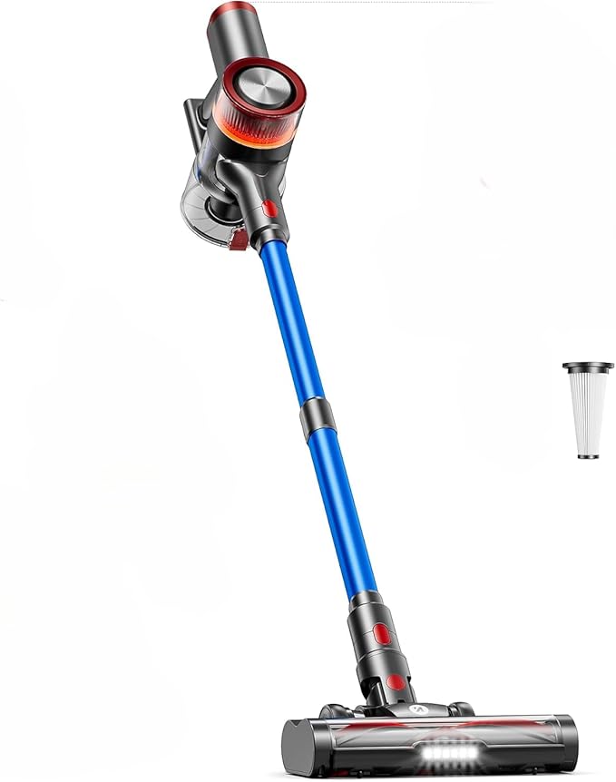 NADALY Cordless Vacuum Cleaner, 500W 40Kpa 60Mins Vacuum Cleaners for Home, Stick Vacuum with LED Display, Anti-Tangle, Self-Standing, Lightweight Vacuum for Hardwood Floor/Carpet/Pet Hair