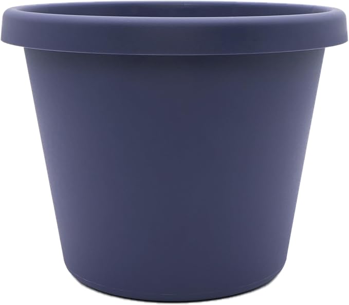 The HC Companies Prima Round Plastic Plant Pot w/Rolled Rim - Lightweight & UV Resistant Flower Pot for Herbs & More - Outdoor & Indoor Plant Pots w/Drainage (10 inch, Twilight Blue, Pack of 1)