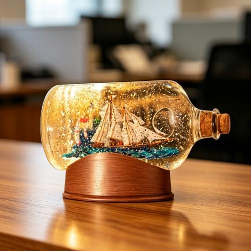 Drift Bottle Christmas Snow Globes Lantern, Shatterproof 10 Songs Music Box