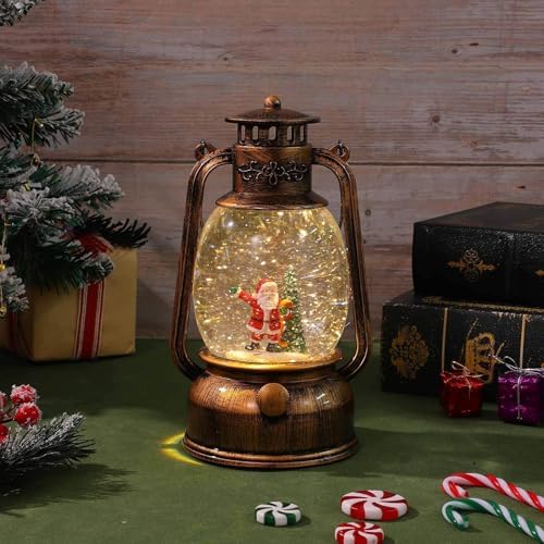 Christmas Musical Snow Globe Lantern with Lights Rotating USB Operated