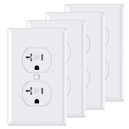 AIDA 4 Pack 20 Amps Duplex Outlets Tamper Resistant Electrical Receptacle, Wall Outlet,2 Pole,3-Wire, Self-Grounding,Wall Plate Included,UL Listed, White
