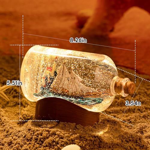 Drift Bottle Christmas Snow Globes Lantern, Shatterproof 10 Songs Music Box