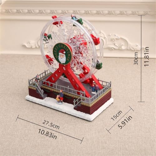 Indoor Christmas Ferris Wheel Centerpiece Music Box with Lights, Festive Table Decor for Entryway Mantel or Counter Musical Box Rotate Christmas Music Ferris Wheel Lighted Tabletop Decor Indoor Usb