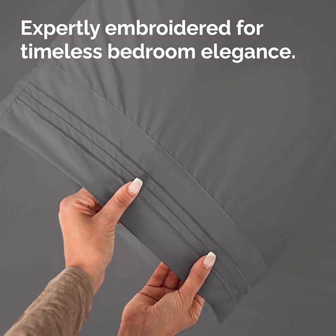 Standard Pillow Cases Set of 4 - Ultra Soft Hotel Quality Pillowcase Covers - Comfy Bedding for Women, Men, Kids & Teens - Machine Washable Pillow Protectors - 4 Piece Set - Standard Size Dark Grey