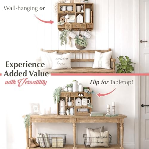 Felt Creative Home Goods Farmhouse Medicine Cabinet Organizer – Rustic Chicken Wire Wall Shelf with Hooks | Apothecary Shelf & Bathroom Wall Cabinet for Vintage Storage Farmhouse Shelves