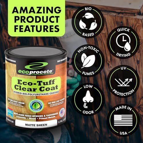 Eco-Tuff Finish Polyurethane Clear Coat - Non-Toxic Wood, 1 Gallon, Matte