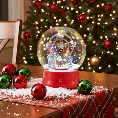 Goplus 5 Ft Christmas Snow Globe Lantern, Musical Snowy Globe Streetlamp