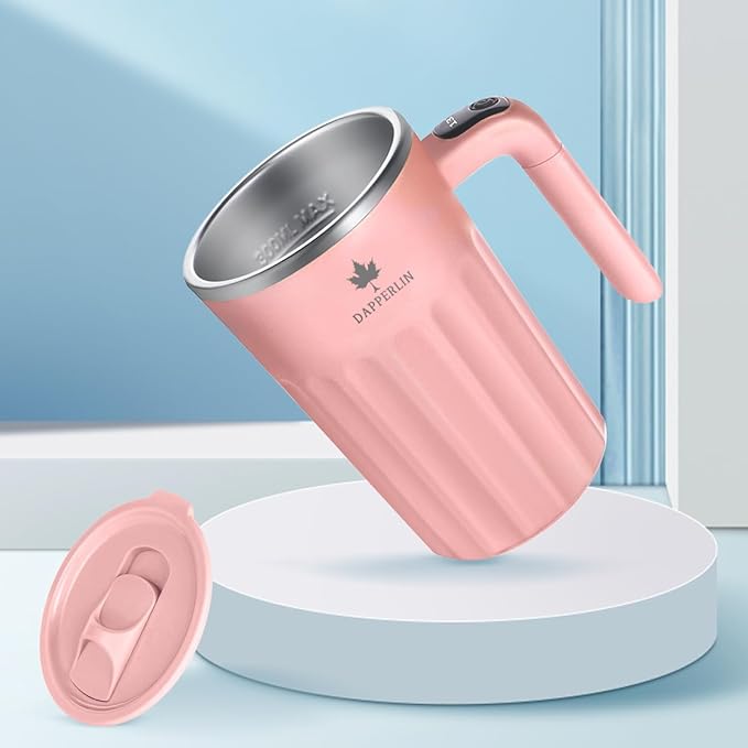 Drink Stirrer,Self Stirring Mug,Self Stirring Coffee Mug,Suitable for Coffee, Milk, Cocoa and Other Beverages (PInk, 12 Ounces)