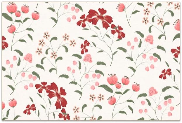 Flower Design Drying Mat Non-slip Bar Mats for Kitchen Bathroom Counter & Sink Side 16"X 24",Perfect as Housewarming Gift (Floral Whispers,White)
