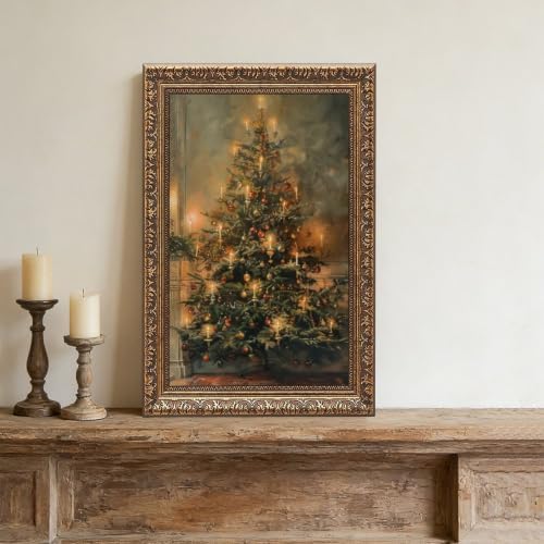 Vintage Christmas Tree Poster Nostalgic Holiday Wall Art Room Decor