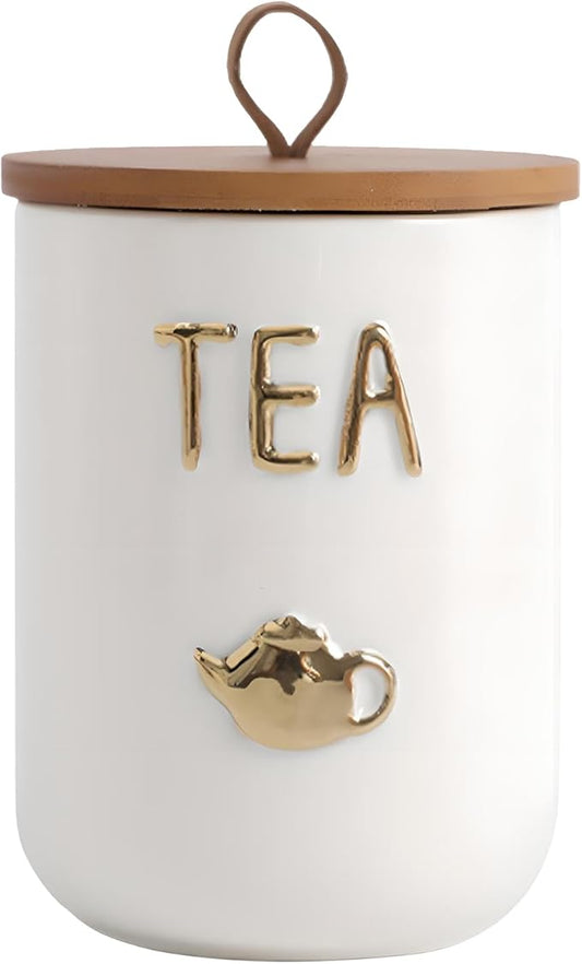 Ceramics Tea Canisters with Airtight Seal Lid, Simple Style Loose Leaf Tea Storage Containers for Kitchen Countertop, White Tea Jars (27.05oz/800ml)