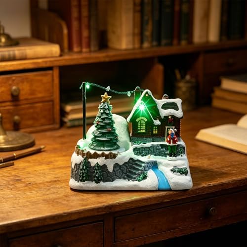 Christmas Music Box Snow Globe - Revolving Tree Plays Music - Christmas Holiday Table Centerpiece for Seasonal Indoor Party Decoration(Rotating Tree)