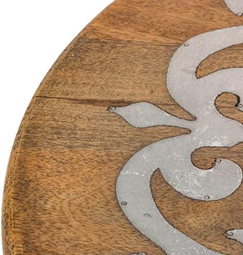 18-Inch Diameter Metal-Inlaid Wood Heritage Lazy Susan