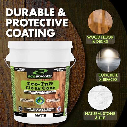 Eco-Tuff Finish Polyurethane Clear Coat - Non-Toxic Wood, 5 Gallon, Matte