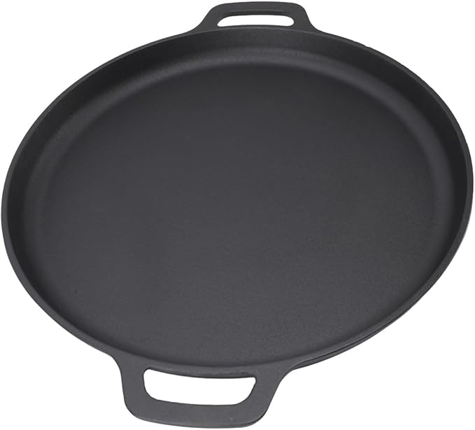 Cast Iron Pan Cast Iron Pancake Flat Skillet 35cm Thickened Stick Frying Pan for Uniform Heating Uncoated Design Ideal for Pancakes Crepes Tortillas Easy to Store (35cm)