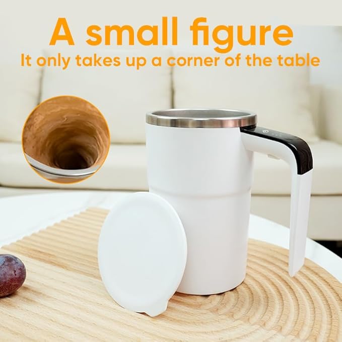 Magnetic Automatic Stirring Coffee Mug, Temperature Display Electric Self Stirring Home Office Travel Mixing Cups, Stainless Steel Automatic Stirring Mug for Coffee, Milk, Tea & Hot Chocolate (Black)