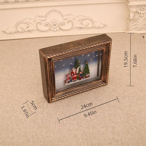 Rotating Illuminated Holiday Adornment Box Feature Customizable Picture Display and Gentle Snowfalls Effect