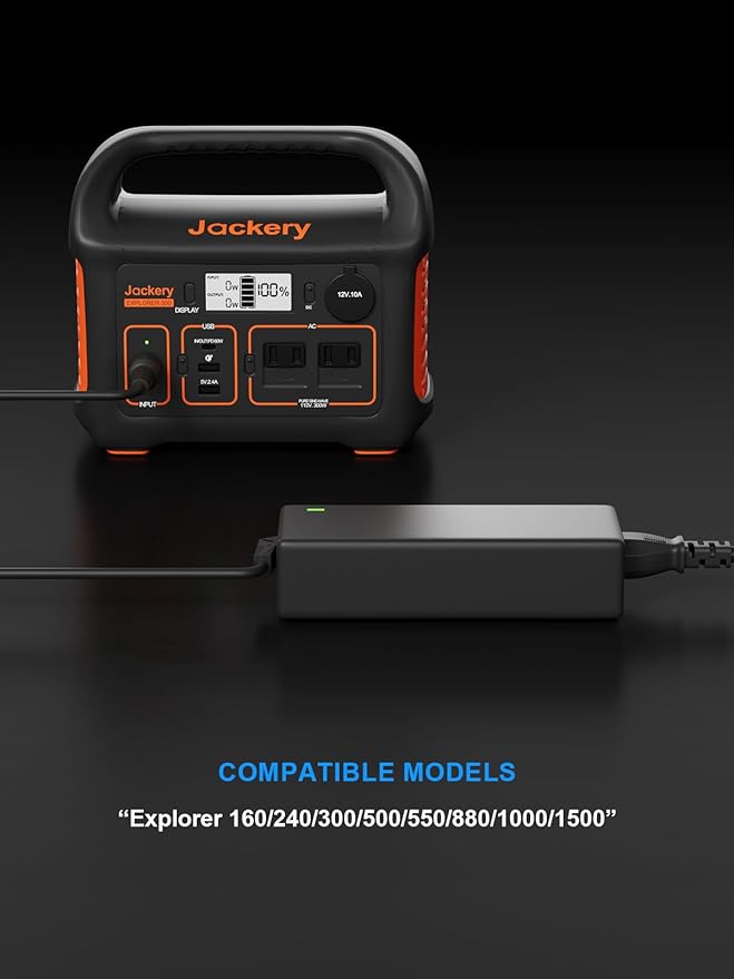 90W AC Power Adapter Charging Cable & Jackery Charger Replacement Power Cord for Jackery Explorer E160 E240 E300 E500 E550 E880 E1000 E1500 Portable Power Station, Wall Charger