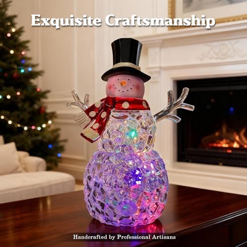 Christmas Snowman Decorations, Christmas Snow Globes, LED Music Snowmen, 9-inch Snowman Indoor Decor, Battery Operated Music Box, Gifts for Men and Kids, Indoor Christmas Decorations