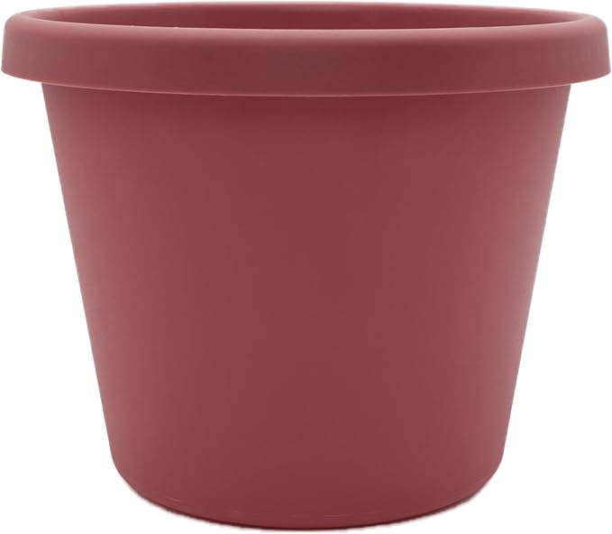 The HC Companies Prima Round Plastic Plant Pot w/Rolled Rim - Lightweight & UV Resistant Flower Pot for Herbs & More - Outdoor & Indoor Plant Pots w/Drainage (10 inch, Marsala, Pack of 1)