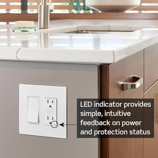 Leviton Smartest Self-Test SmartlockPro Slim GFCI Tamper-Resistant Receptacle with LED Indicator,GFTR1-3W,White,3 Count (Pack of 5)